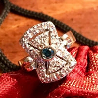 Antique Victorian Edwardian Style Blue Diamond Ring