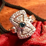 Antique Victorian Edwardian Style Blue Diamond Ring